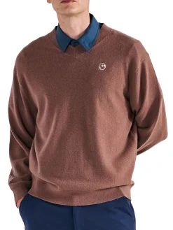 Malbon x Jesper Parnevik V-Neck Merino Wool Sweater - Chocolate