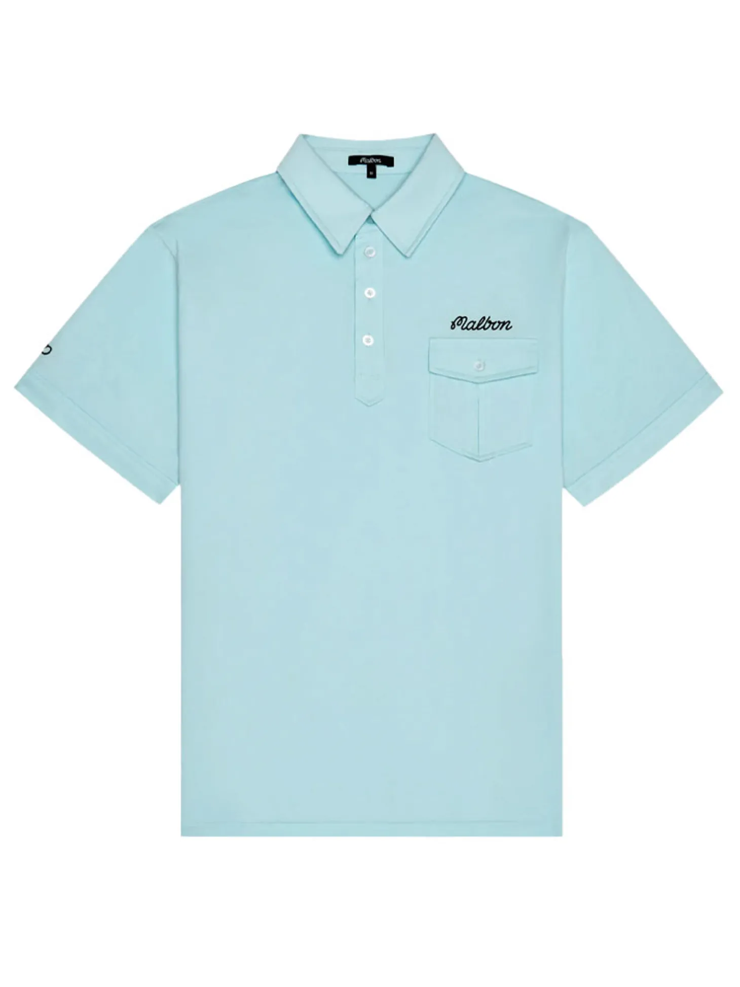 Malbon x Jesper Parnevik Single Pocket Mercerized Cotton Jersey Polo - Aqua Blue
