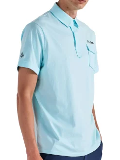 Malbon x Jesper Parnevik Single Pocket Mercerized Cotton Jersey Polo - Aqua Blue