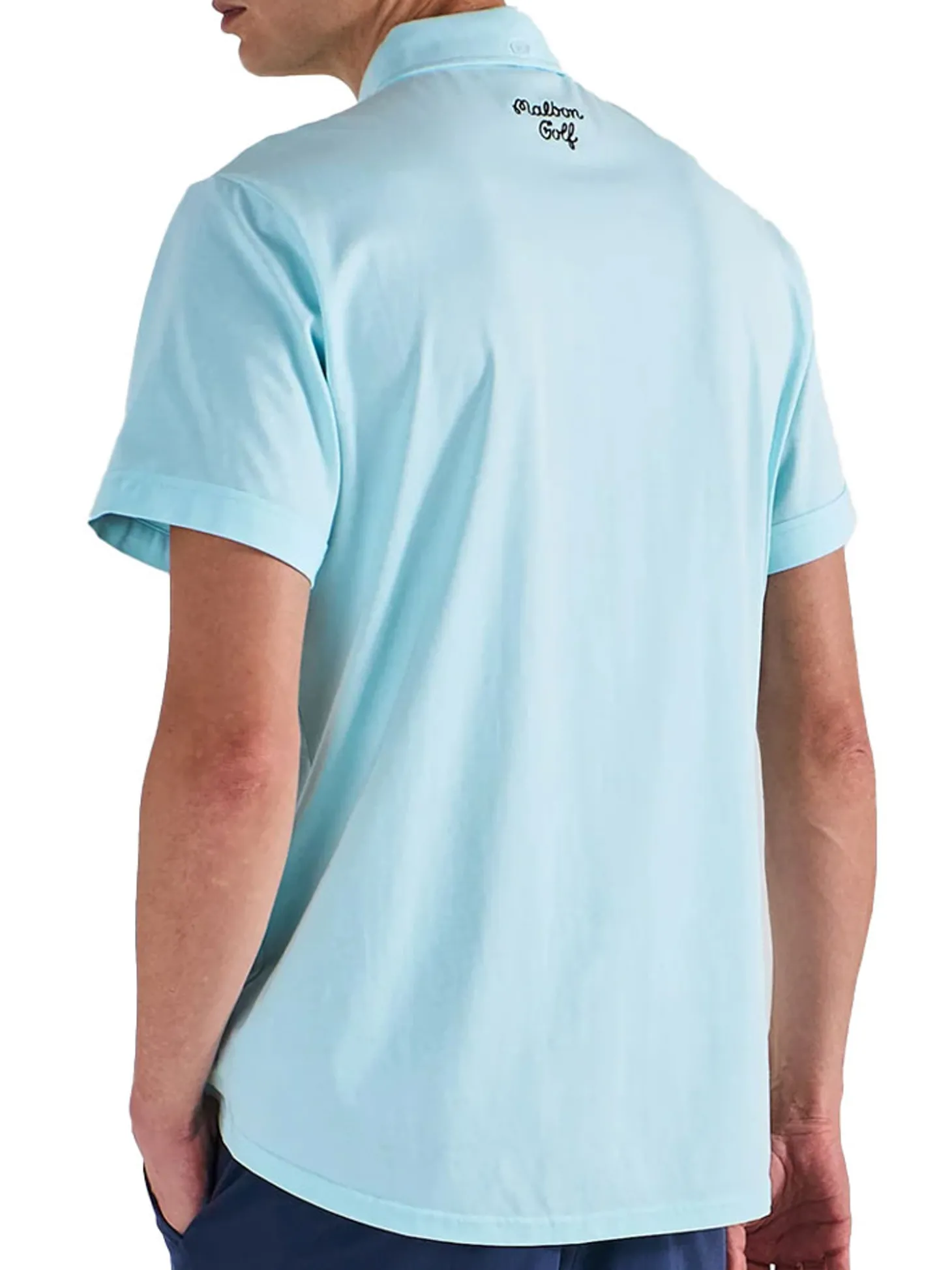 Malbon x Jesper Parnevik Single Pocket Mercerized Cotton Jersey Polo - Aqua Blue