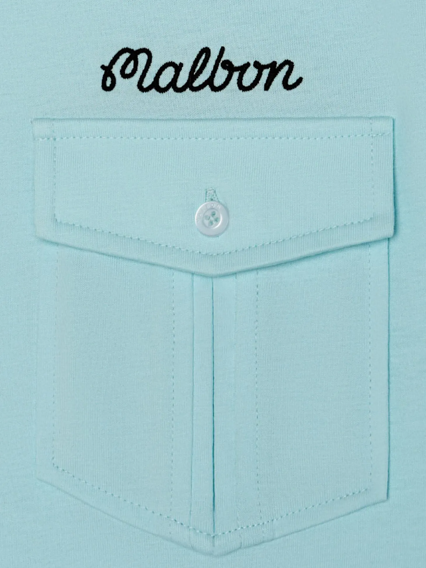 Malbon x Jesper Parnevik Single Pocket Mercerized Cotton Jersey Polo - Aqua Blue