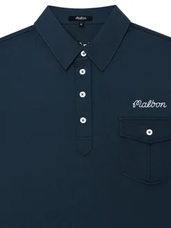 Malbon x Jesper Parnevik Single Pocket Mercerized Cotton Jersey Polo - Navy