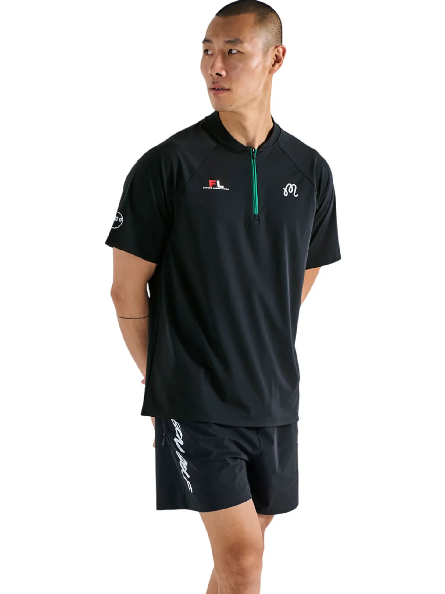 Malbon Zip Raglan Blade Polo - Black
