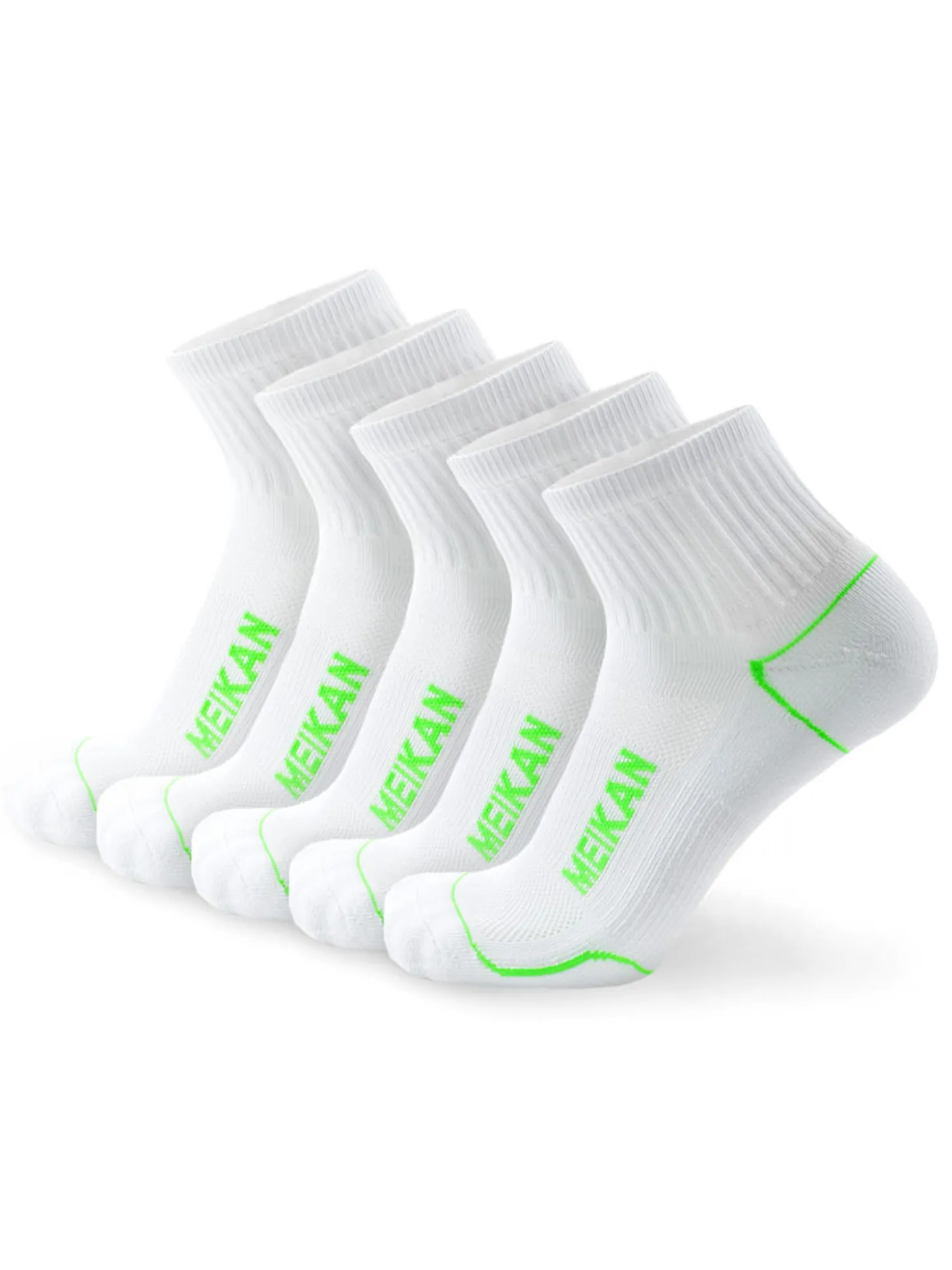 Meikan 5 Pack Quarter Cut REPREVE Performance Sports Socks