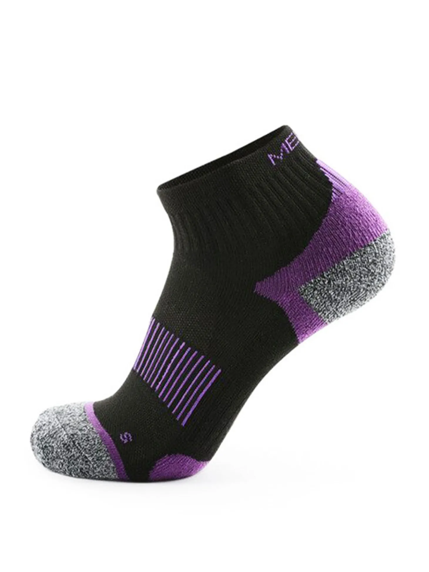 Meikan 5 Pack Women's Quarter Cut Performance Sports Socks - Black/Purple