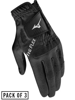 Mizuno TecFlex Pack Of 3 Golf Gloves - Black
