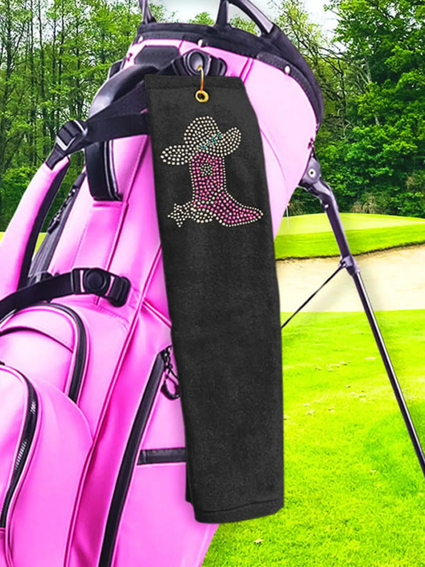 Navika Cowgirl Boot Golf Towel Black