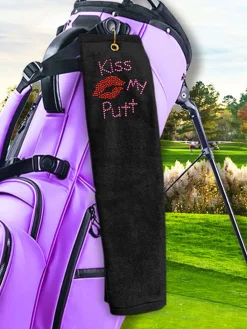 Navika Kiss My Putt Golf Towel Black