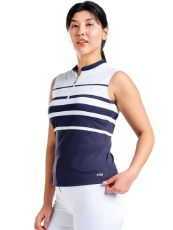 Nivo Women's Linnea Sleeveless Livcool Mock - White/Navy