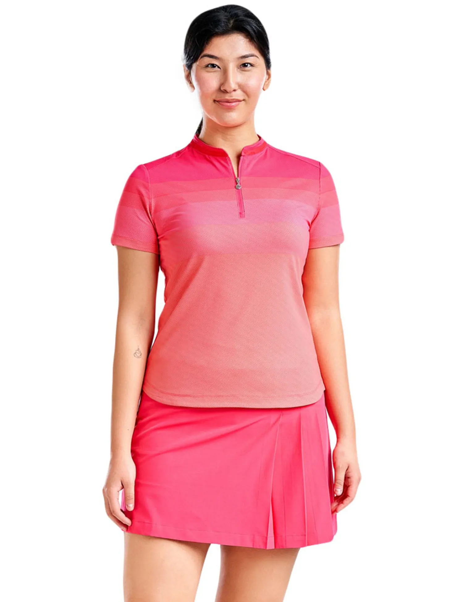 Nivo Women's Lynda Short Sleeve Mock - Cherry