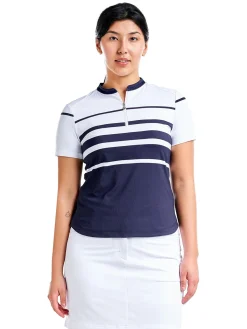 Nivo Women's Lynda Short Sleeve Mock - White/Navy