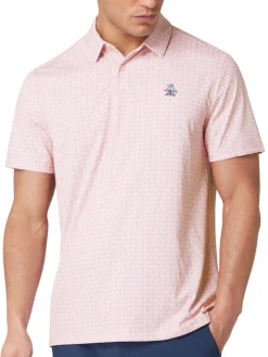 Original Penguin All Over Lifesaver Print Polo - Charm Pink