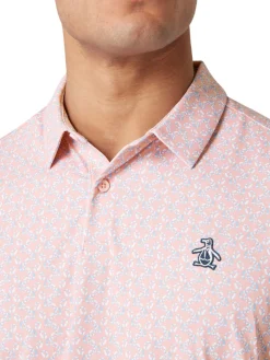 Original Penguin All Over Lifesaver Print Polo - Charm Pink