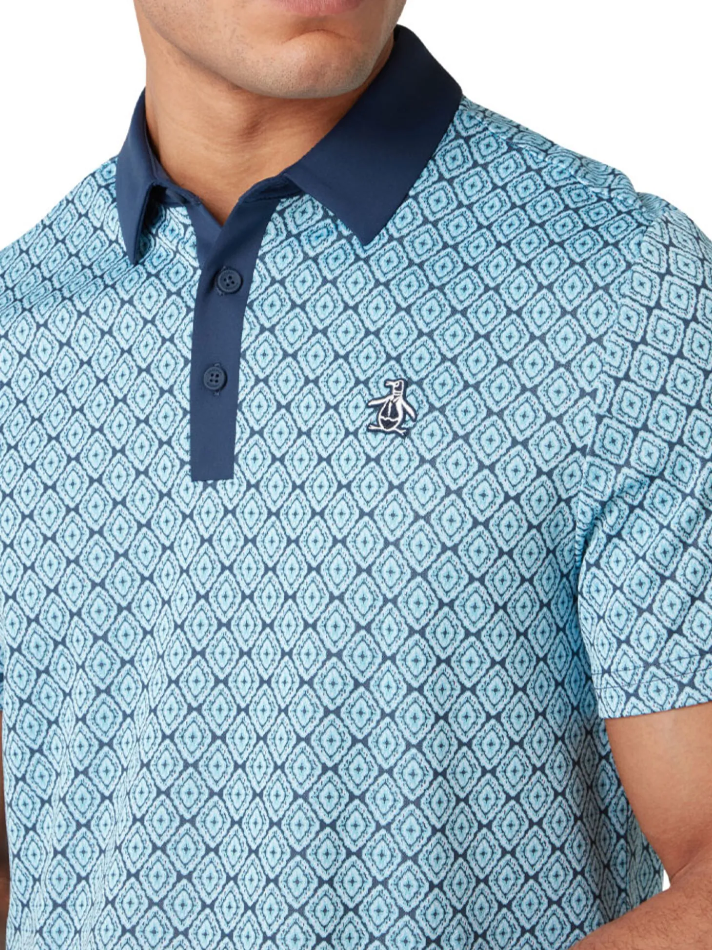 Original Penguin Bohemian Jacquard Block Polo - Black Iris