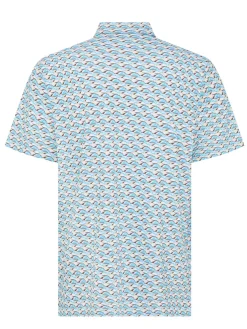 Original Penguin Layered Umbrella Print Polo - Blue Grotto