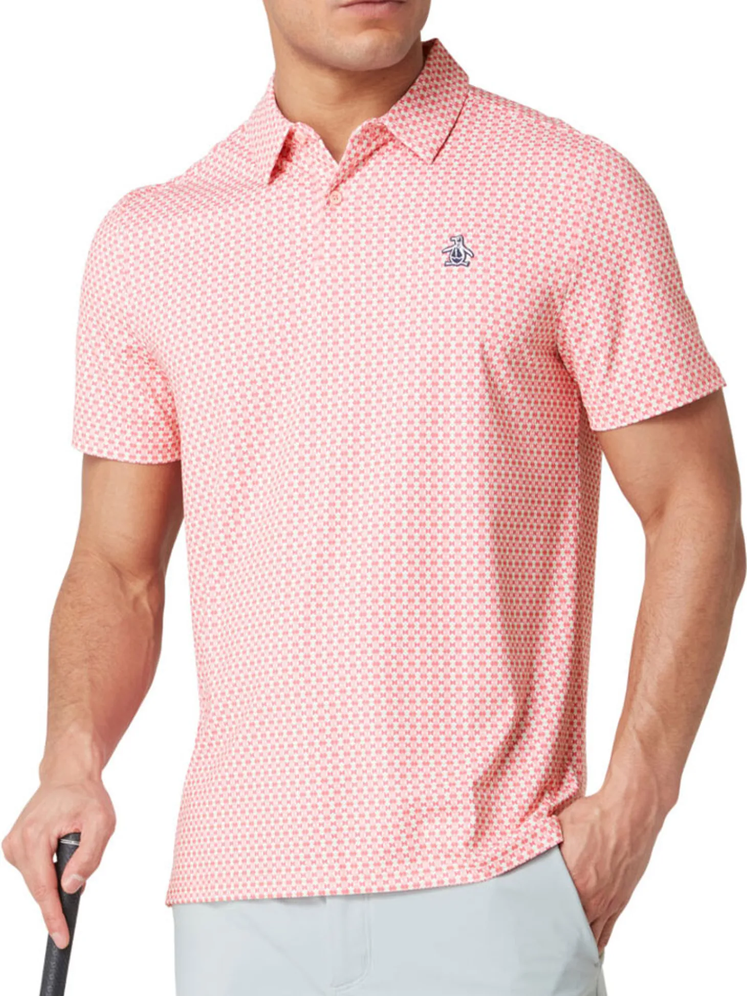 Original Penguin Pete's Bowtie Micro Print Polo - Murex Shell