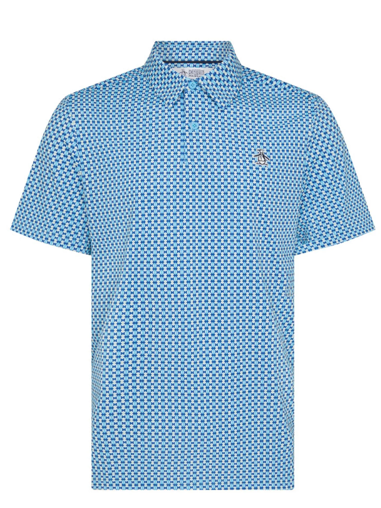 Original Penguin Pete's Bowtie Micro Print Polo - Blue Grotto
