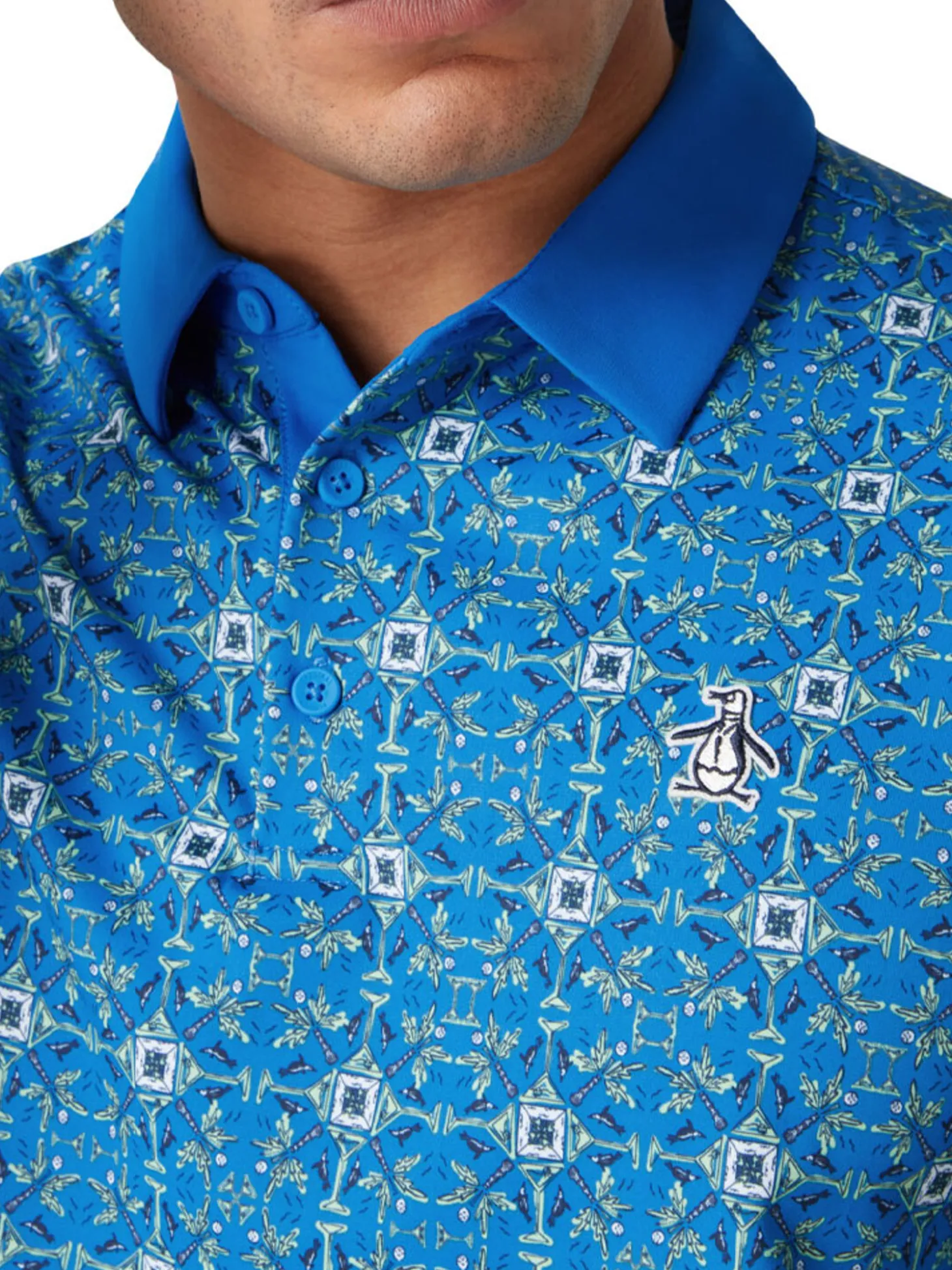 Original Penguin Pete's Cocktail Windowpane Polo - French Blue