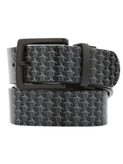 Original Penguin Reversible All Over Pete Printed Belt - Caviar