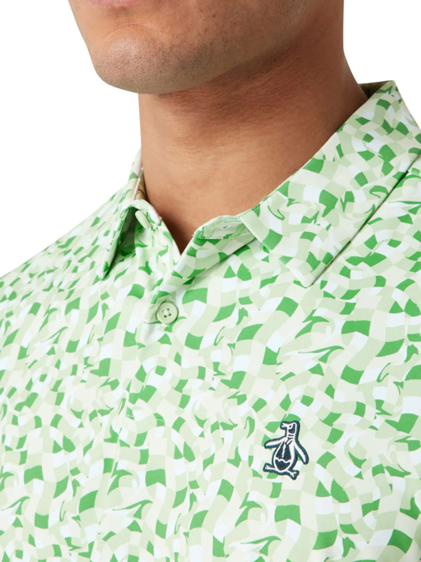 Original Penguin Underwater Mosaic Geo Polo - Spruce Stone