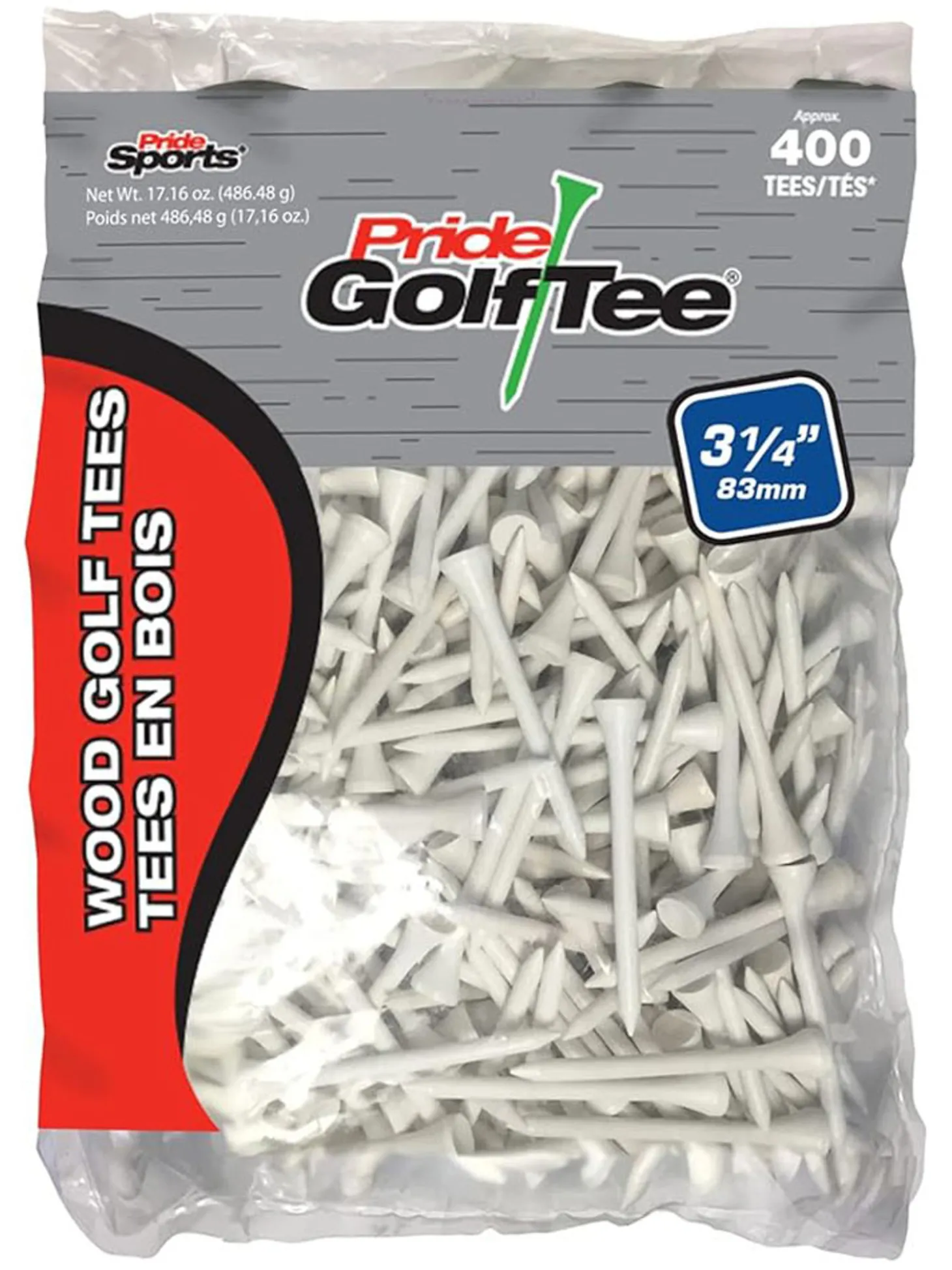 Pride 3.25" Golf Tees 400 Pack - White