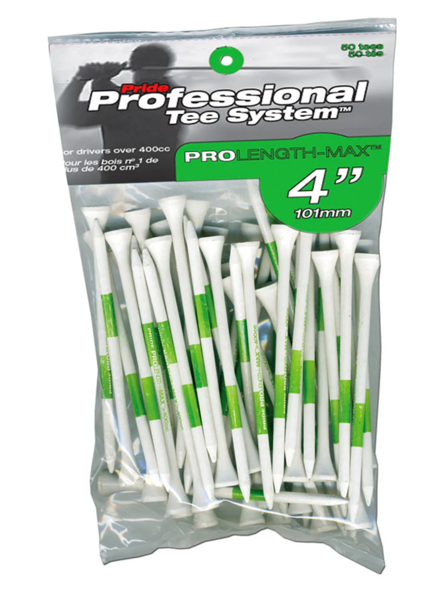 Pride Golf Tee Prolength Tees - 50 Pack Green