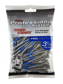 Pride PTS Titanium Tees 65 Pack 3.25 Inch Silver/Blue
