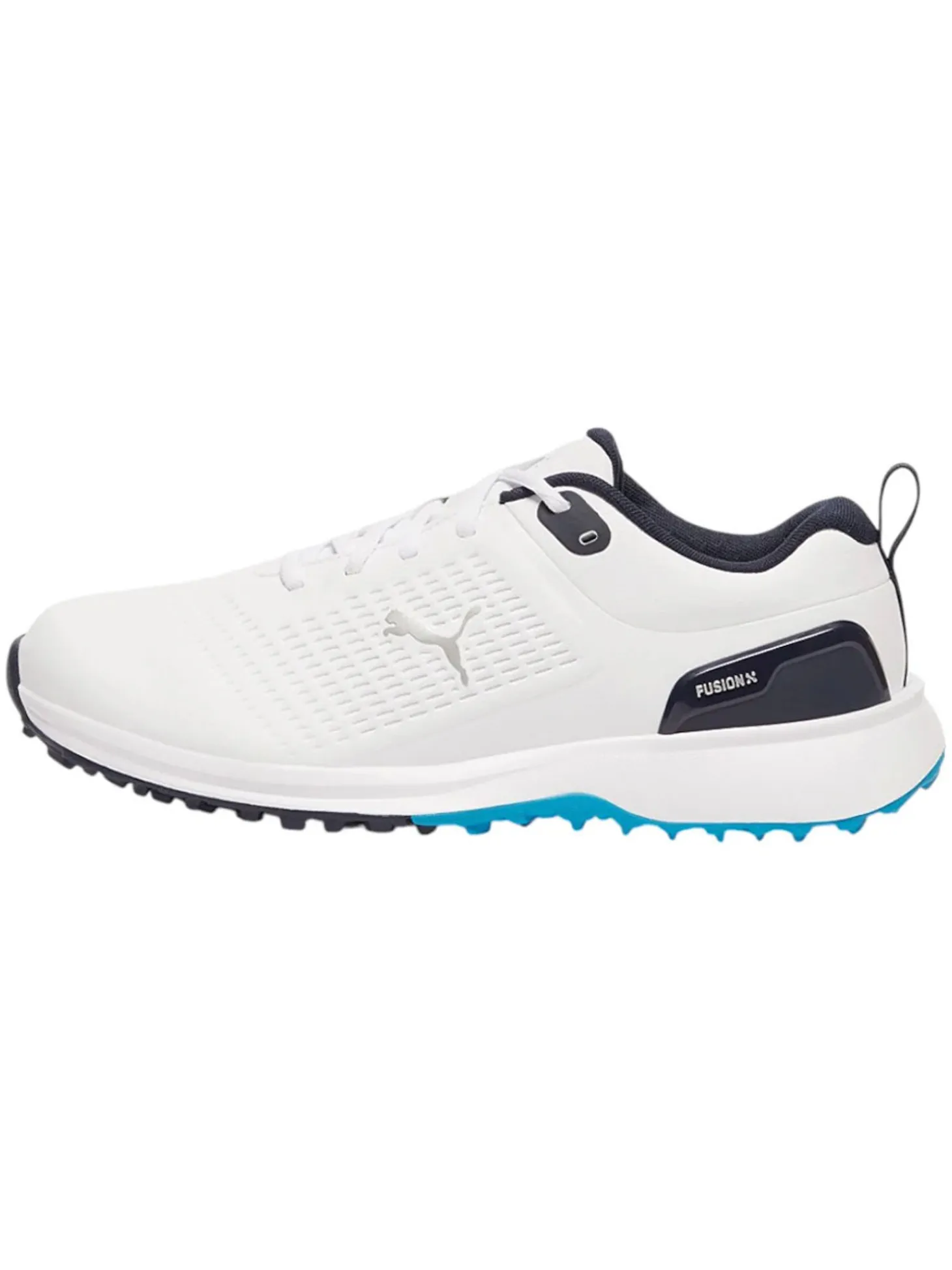 Puma FUSION Plus Spikeless Golf Shoes - Puma White/Speed Blue/Deep Navy