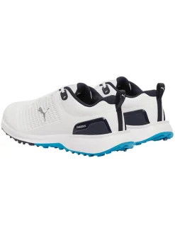 Puma FUSION Plus Spikeless Golf Shoes - Puma White/Speed Blue/Deep Navy