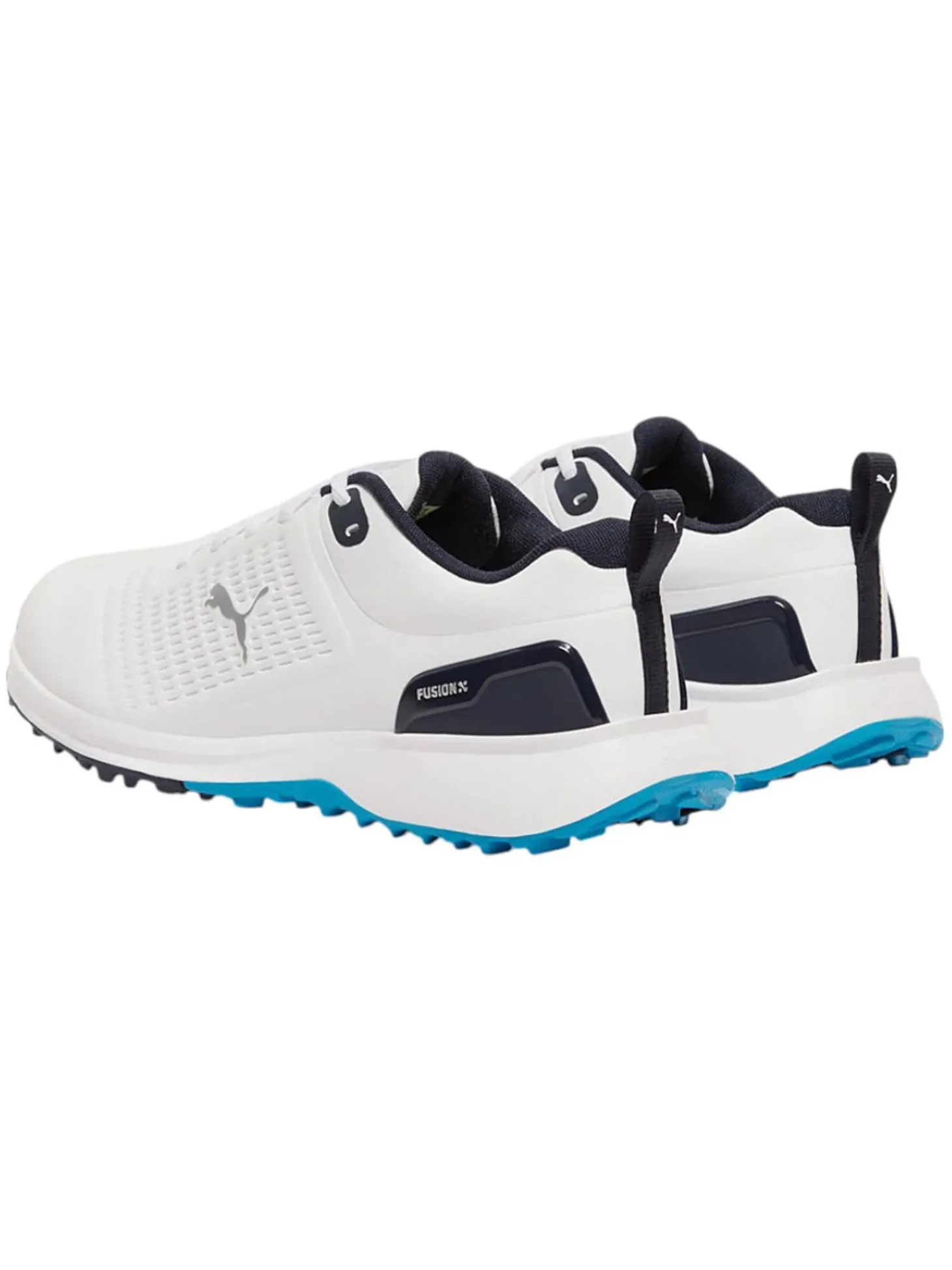 Puma FUSION Plus Spikeless Golf Shoes - Puma White/Speed Blue/Deep Navy