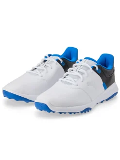 Puma FUSION Smash Wide Golf Shoes - Puma White/Puma Black/Team Royal
