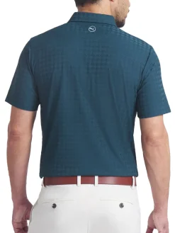 Puma MATTR Houndstooth Golf Polo - Green Terrain