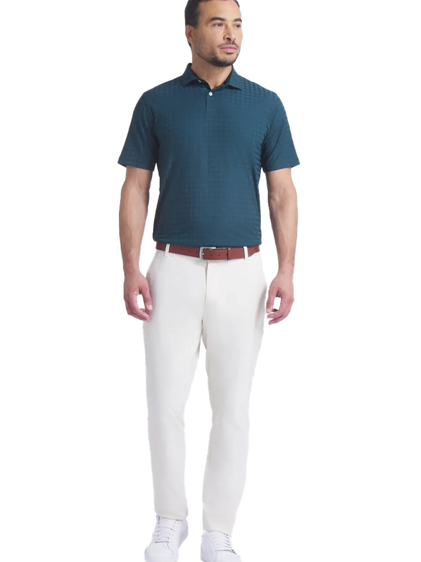 Puma MATTR Houndstooth Golf Polo - Green Terrain