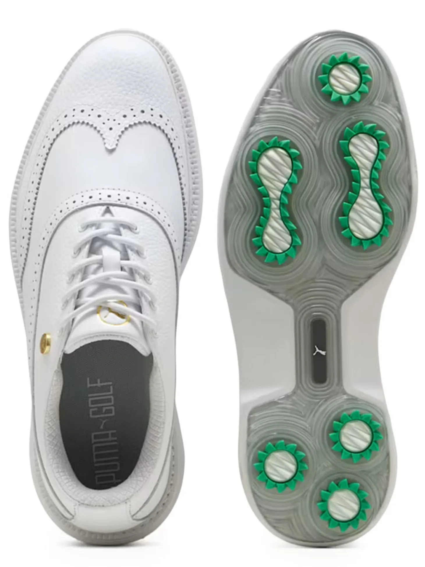 Puma Royale Wingtip Golf Shoes - Puma White/Vapor Grey/Grassy Green