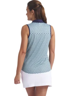 Puma Womens CLOUDSPUN Scallop SL Golf Polo - Sea Glass/Green Terrain