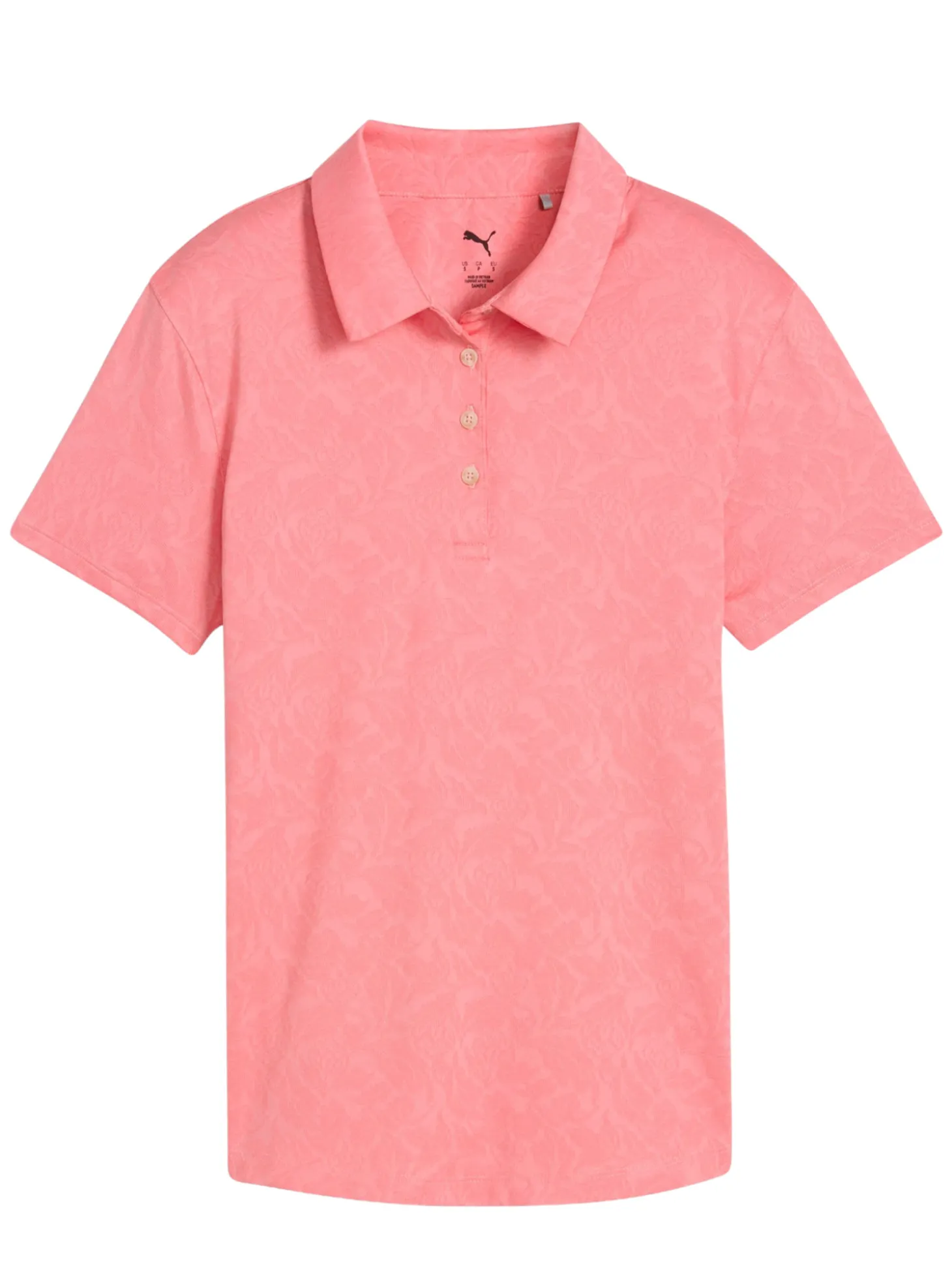 Puma Womens MATTR Lianas Jacquard Golf Polo - Peach Frost