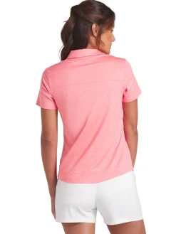 Puma Womens MATTR Lianas Jacquard Golf Polo - Peach Frost