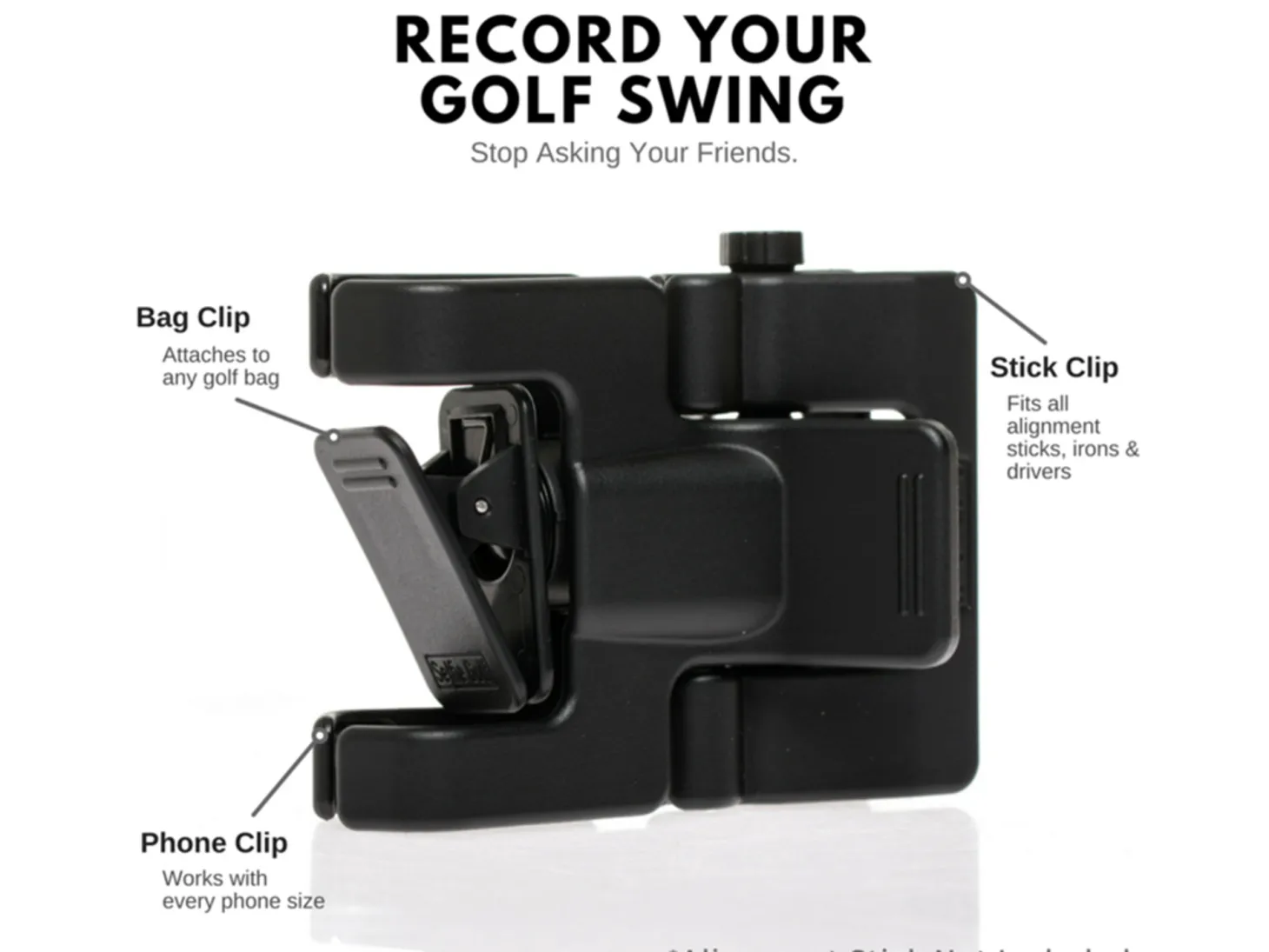 SelfieGOLF Mobile Phone Holder - Black