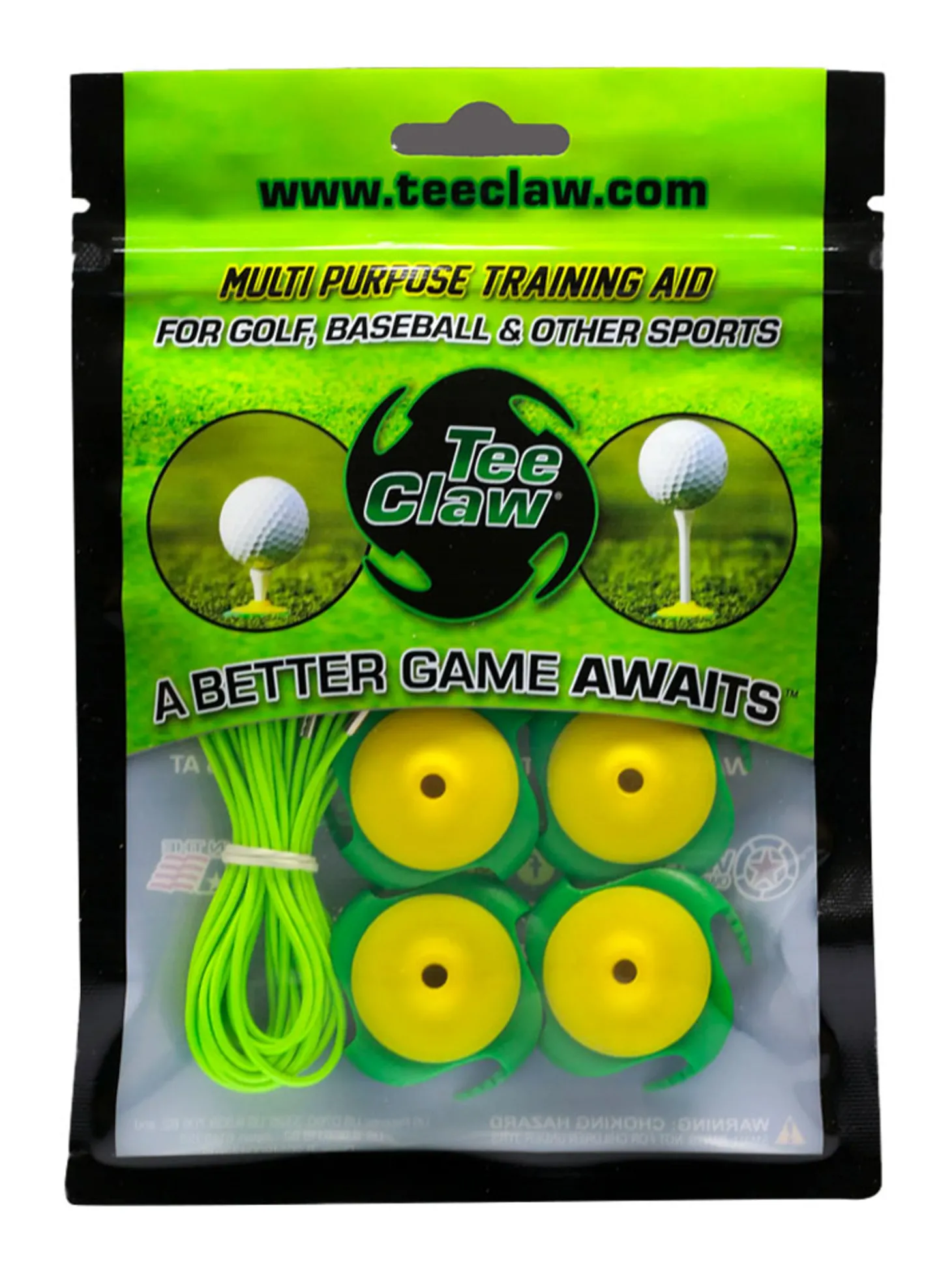 Tee Claw Tee Holder & Training Aid 4 Pack - Yellow/Green