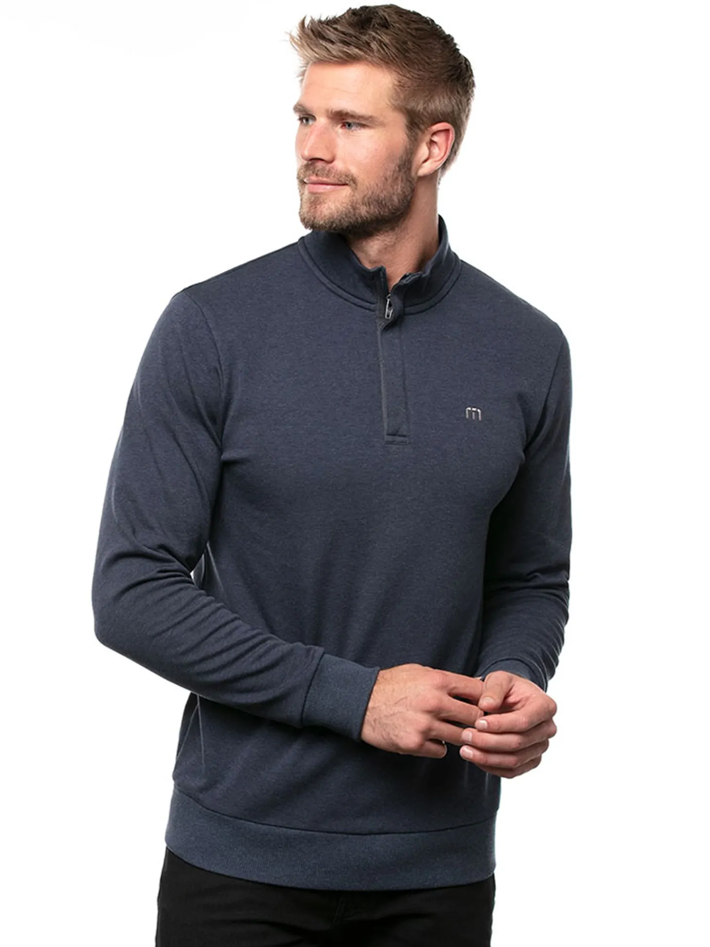 TravisMathew Cloud Quarter Zip 2.0 - Heather Blue