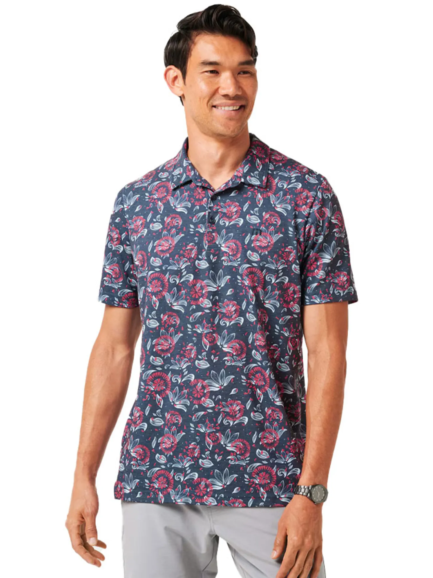 TravisMathew Featherweight Flourish Polo - Mood Indigo/Vintage Indigo