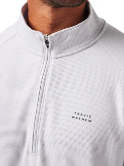 TravisMathew Performance Waffle 1/4-Zip - Heather Light Grey
