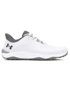 Under Armour HOVR Drive Pro Spikeless Golf Shoes - White/Metallic Gun Metal