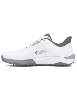 Under Armour HOVR Drive Pro Spikeless Golf Shoes - White/Metallic Gun Metal