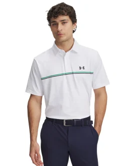Under Armour Playoff 3.0 Stripe Polo - White/Kelly Green