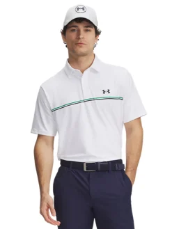 Under Armour Playoff 3.0 Stripe Polo - White/Kelly Green