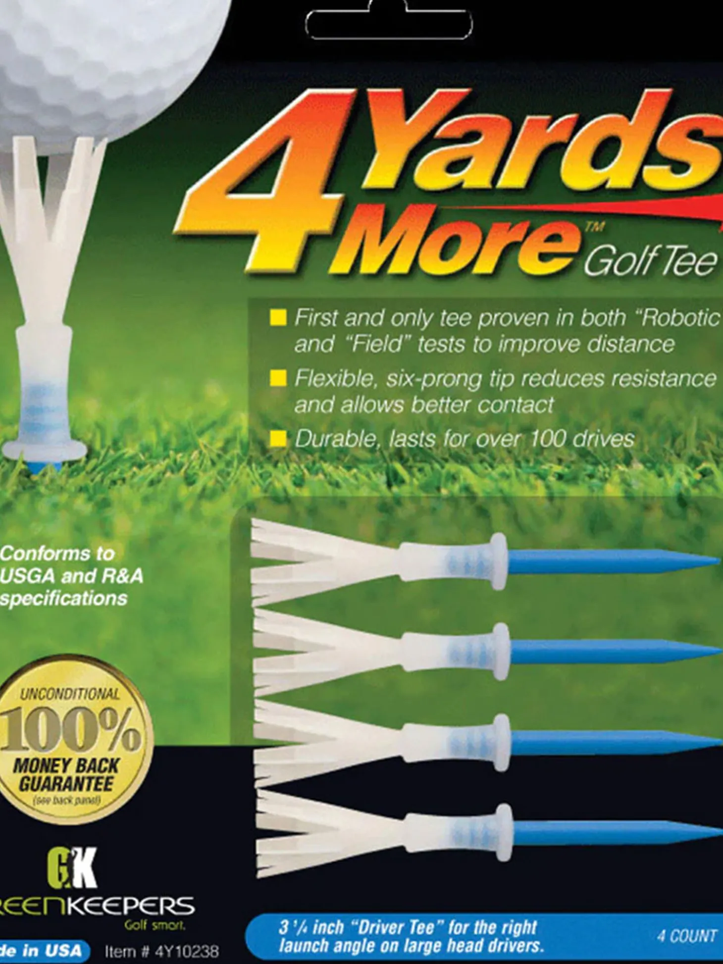 4YARDSMORE Golf Tees 4 Pack - 3.25 Inch